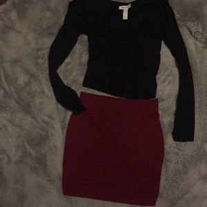 Crop top and bandage mini skirt